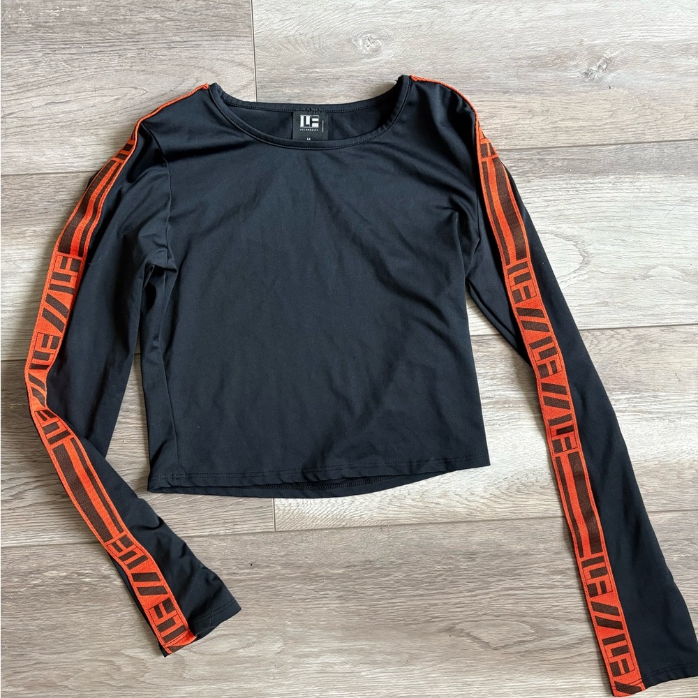 Black and Orange Long Sleeve Top